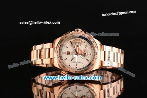 Tag Heuer Grand Carrera Calibre 36 RS Caliper Chrono Miyota OS20 Quartz Rose Gold Case with Rose Gold Strap and White Dial - 7750 Coating - Click Image to Close